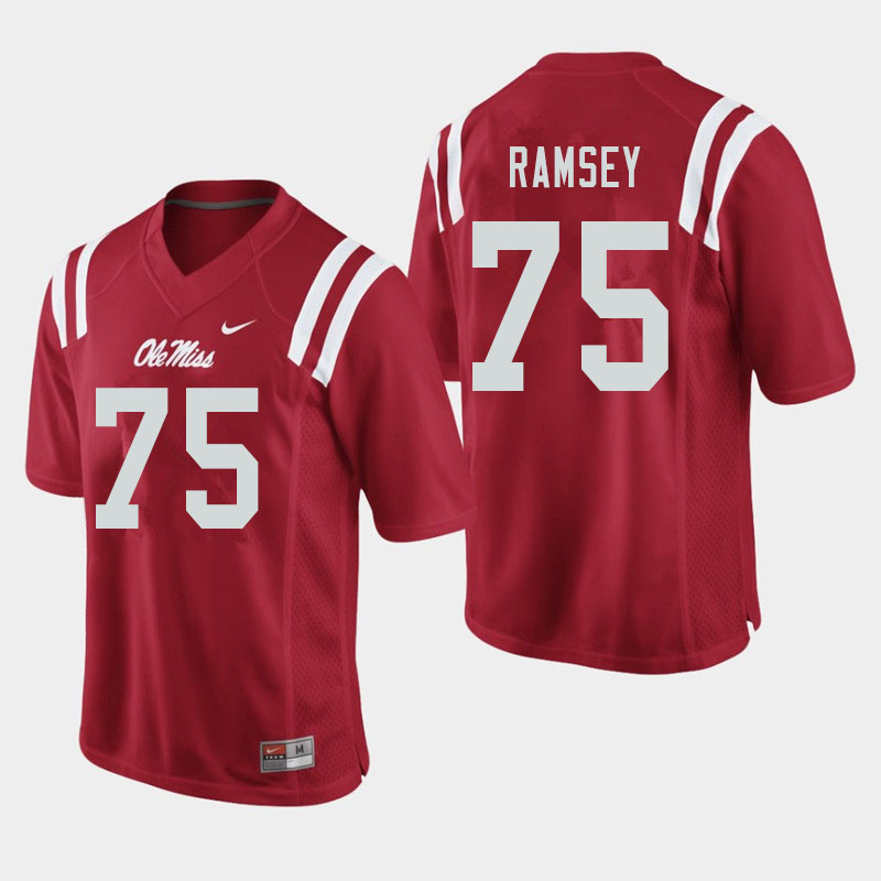 Men #75 Bryce Ramsey Ole Miss Rebels College Football Jerseys Sale-Red